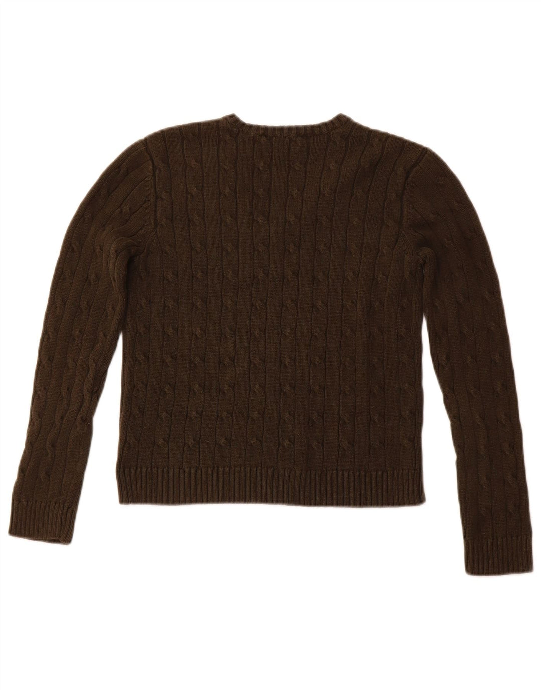 CHAPS Womens V-Neck Jumper Sweater UK 8 Small Brown Cotton