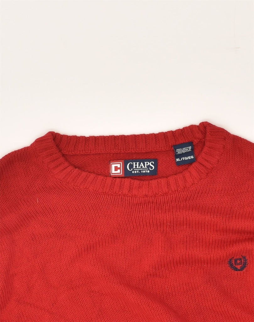 CHAPS Mens Crew Neck Jumper Sweater XL Red Cotton | Vintage Chaps | Thrift | Second-Hand Chaps | Used Clothing | Messina Hembry 