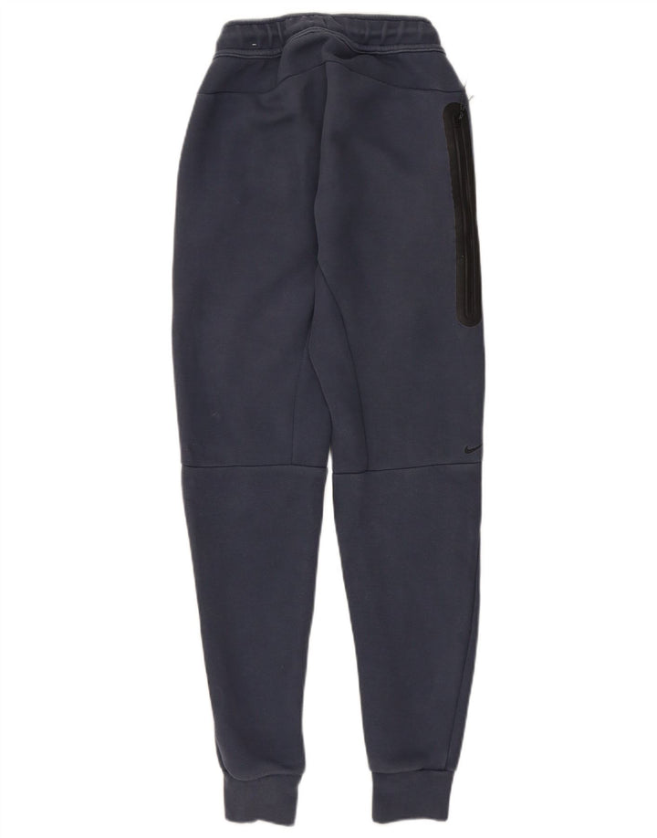 NIKE Womens Tracksuit Trousers Joggers UK 4 XS Navy Blue Colourblock