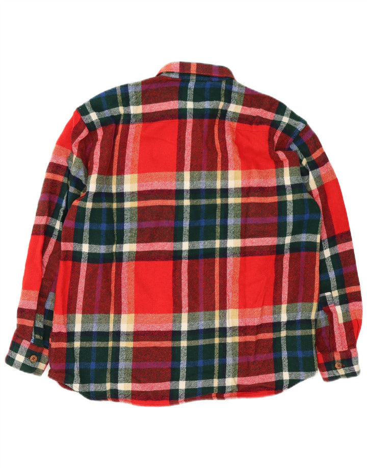 VINTAGE Mens Flannel Shirt Large Red Plaid Wool
