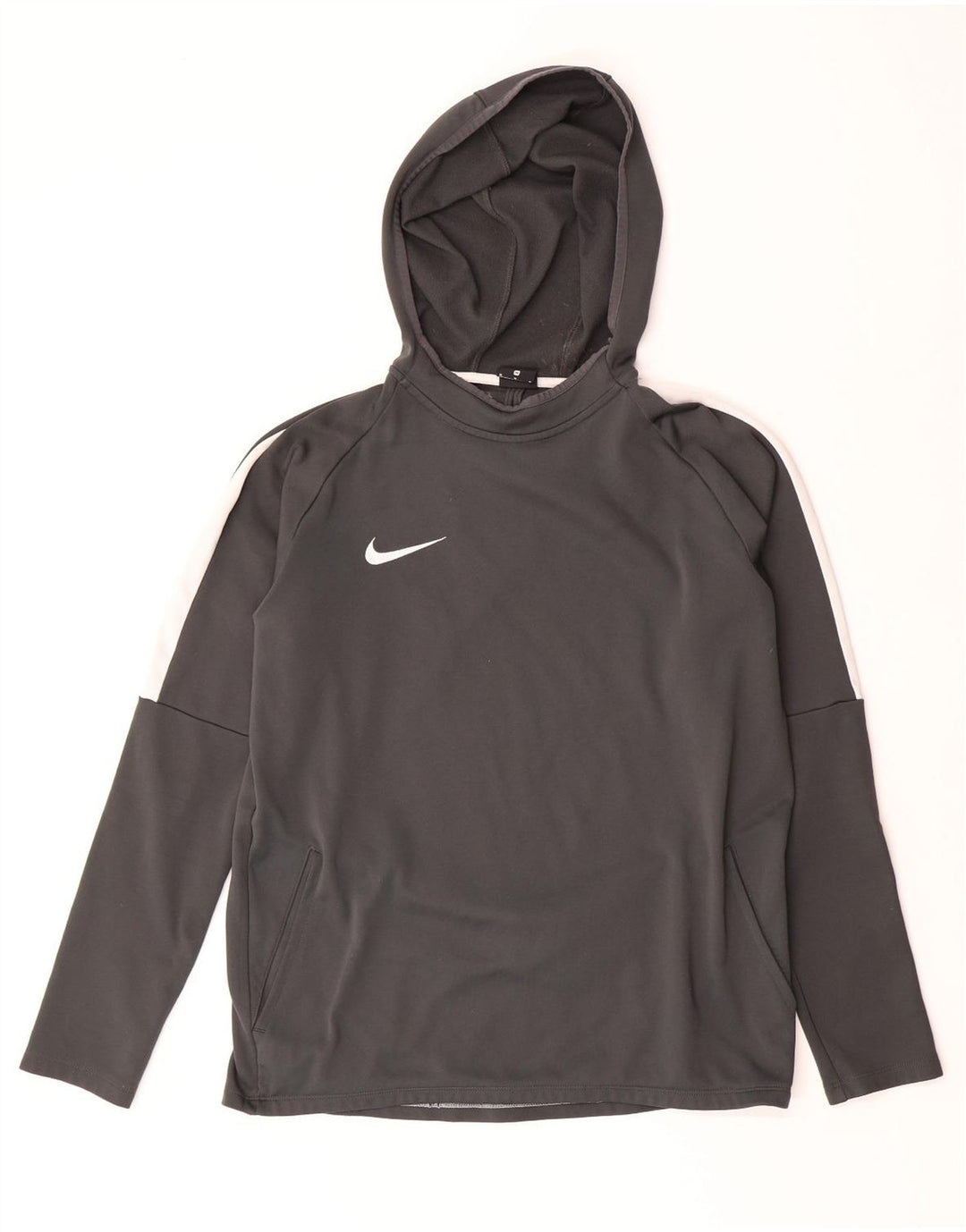 NIKE Mens Dri Fit Hoodie Jumper Medium Grey Colourblock Polyester