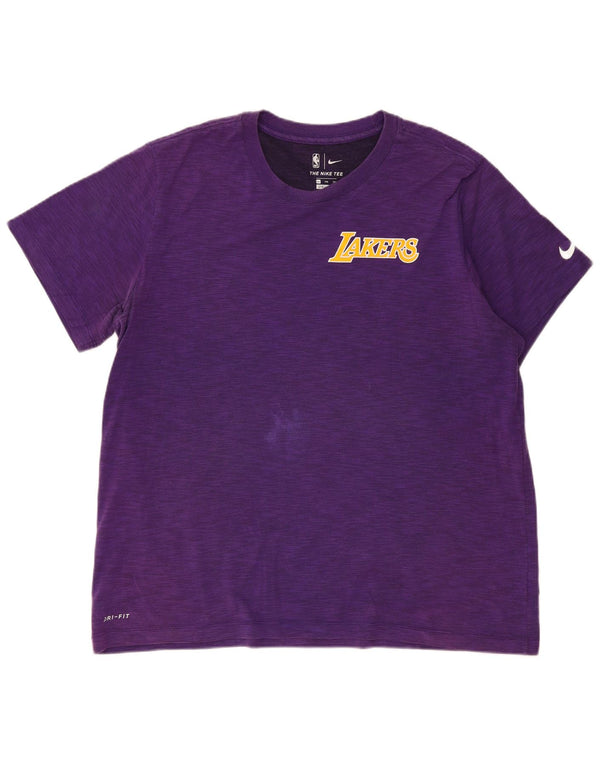Nike Mens Lakers T-Shirt Top 2XL Purple Flecked Cotton