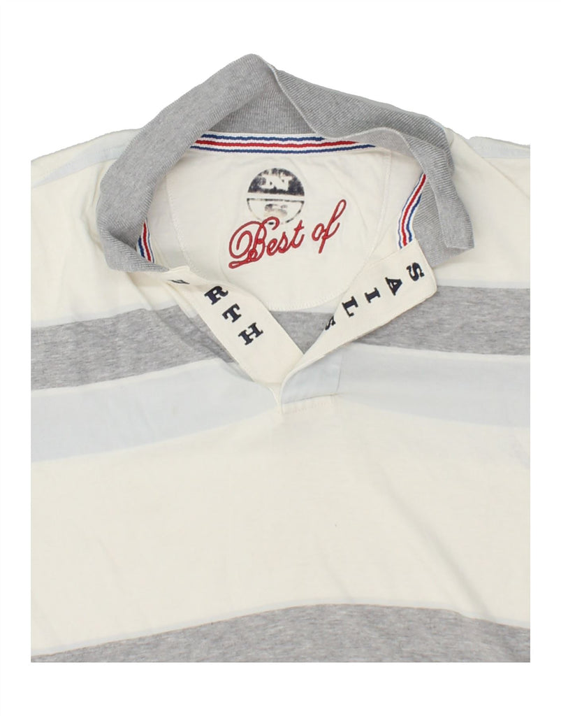 NORTH SAILS Mens Polo Shirt Medium Grey Striped Cotton Vintage North Sails and Second-Hand North Sails from Messina Hembry 