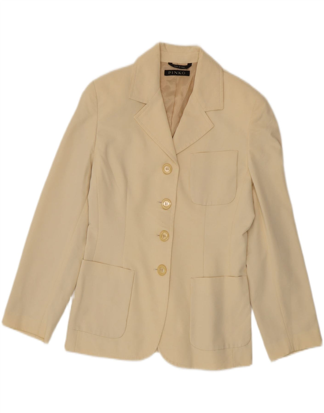 Pinko Womens 4 Button Blazer Jacket UK 10 Small  Beige Viscose