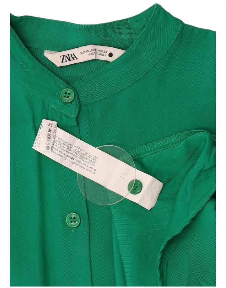 Zara Womens Oversized Shirt UK 6 XS Green Viscose