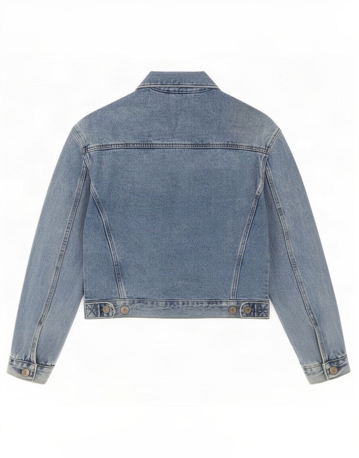 Zara Womens Crop Denim Jacket UK 6 XS Blue Cotton