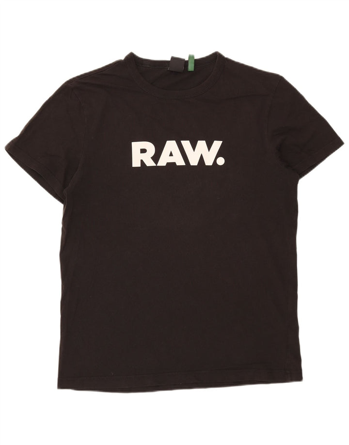 G-STAR Mens Graphic T-Shirt Top Medium Black Cotton
