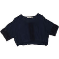 ENARA CAMICECE Womens Oversized Crop Blouse Top UK 10 Small Navy Blue Vintage Enara Camicece and Second-Hand Enara Camicece from Messina Hembry 