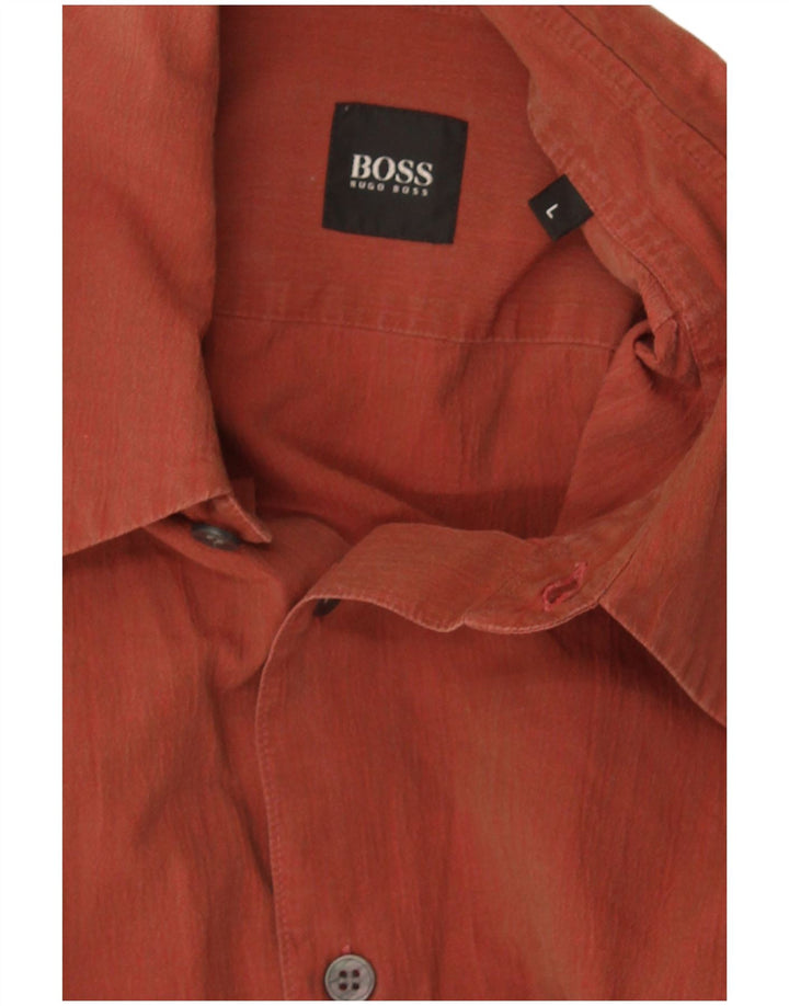 Hugo Boss Mens Shirt Large Maroon