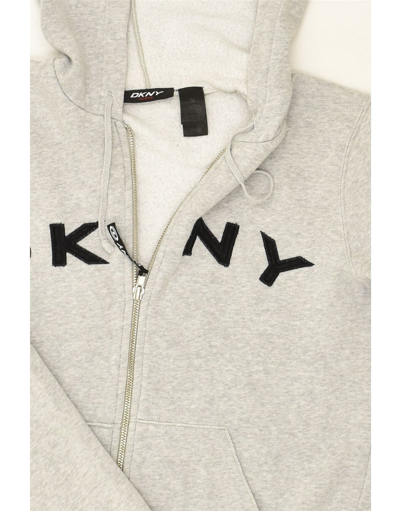 DKNY Girls Graphic Zip Hoodie Sweater 13-14 Years Medium Grey Cotton | Vintage Dkny | Thrift | Second-Hand Dkny | Used Clothing | Messina Hembry 