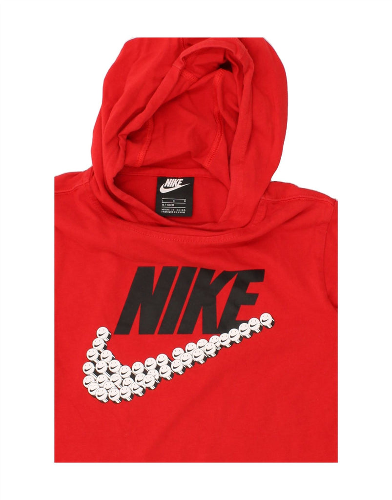 NIKE Boys Graphic Hoodie Jumper 12-13 Years Large Red Cotton Vintage Nike and Second-Hand Nike from Messina Hembry 