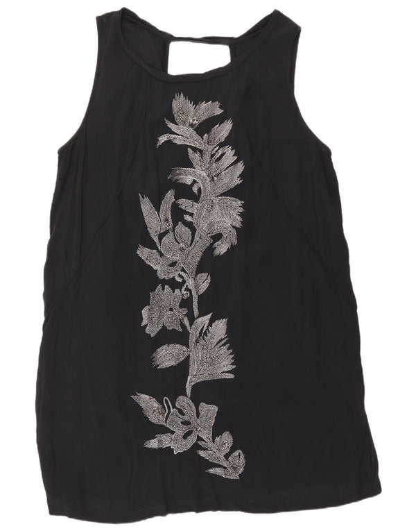 Monsoon Womens Sleeveless Shift Dress UL 16 Large Black Floral Viscose
