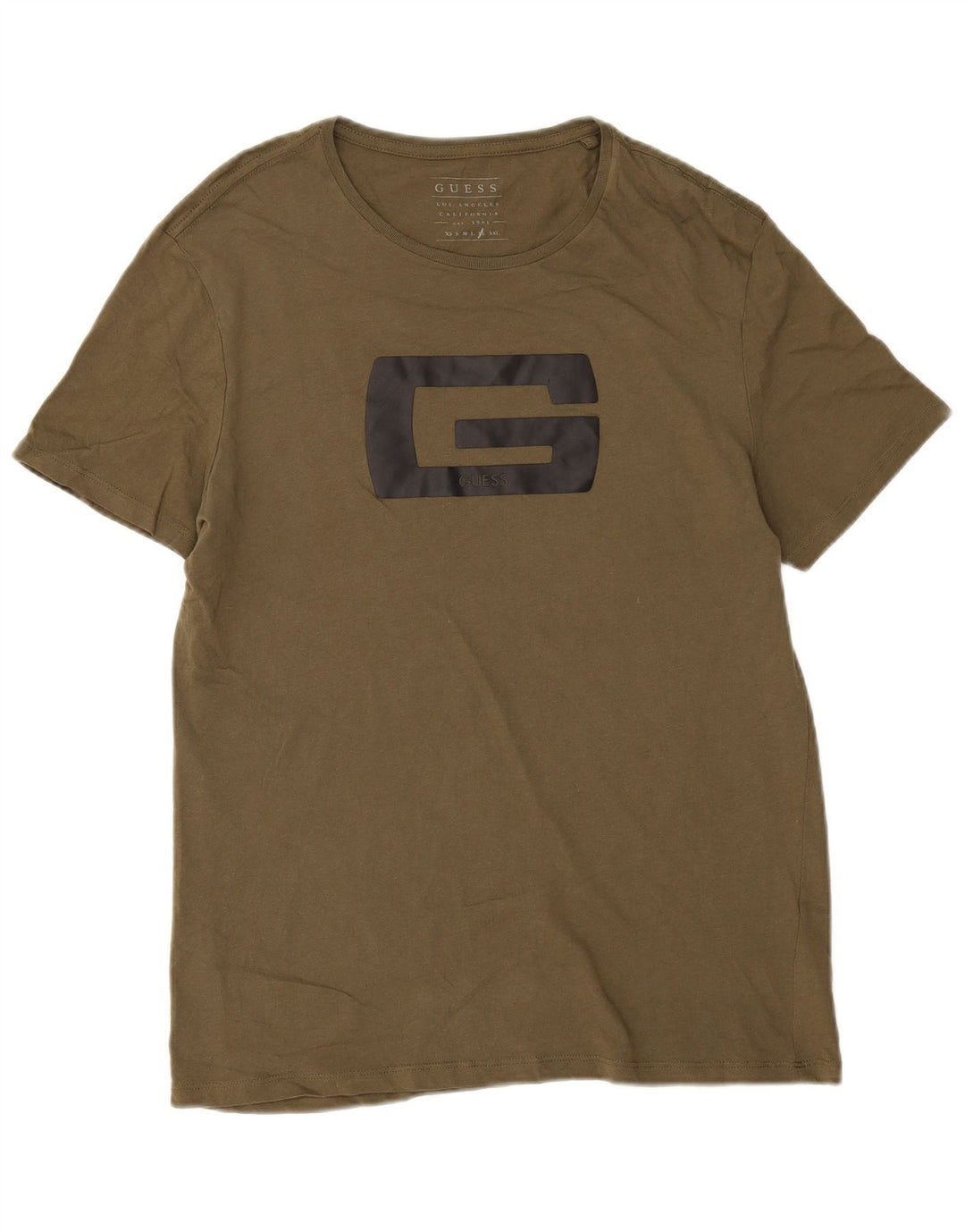 Guess Mens Graphic T-Shirt Top XL Khaki Cotton