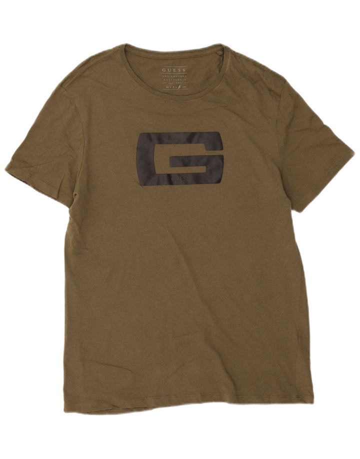 Guess Mens Graphic T-Shirt Top XL Khaki Cotton