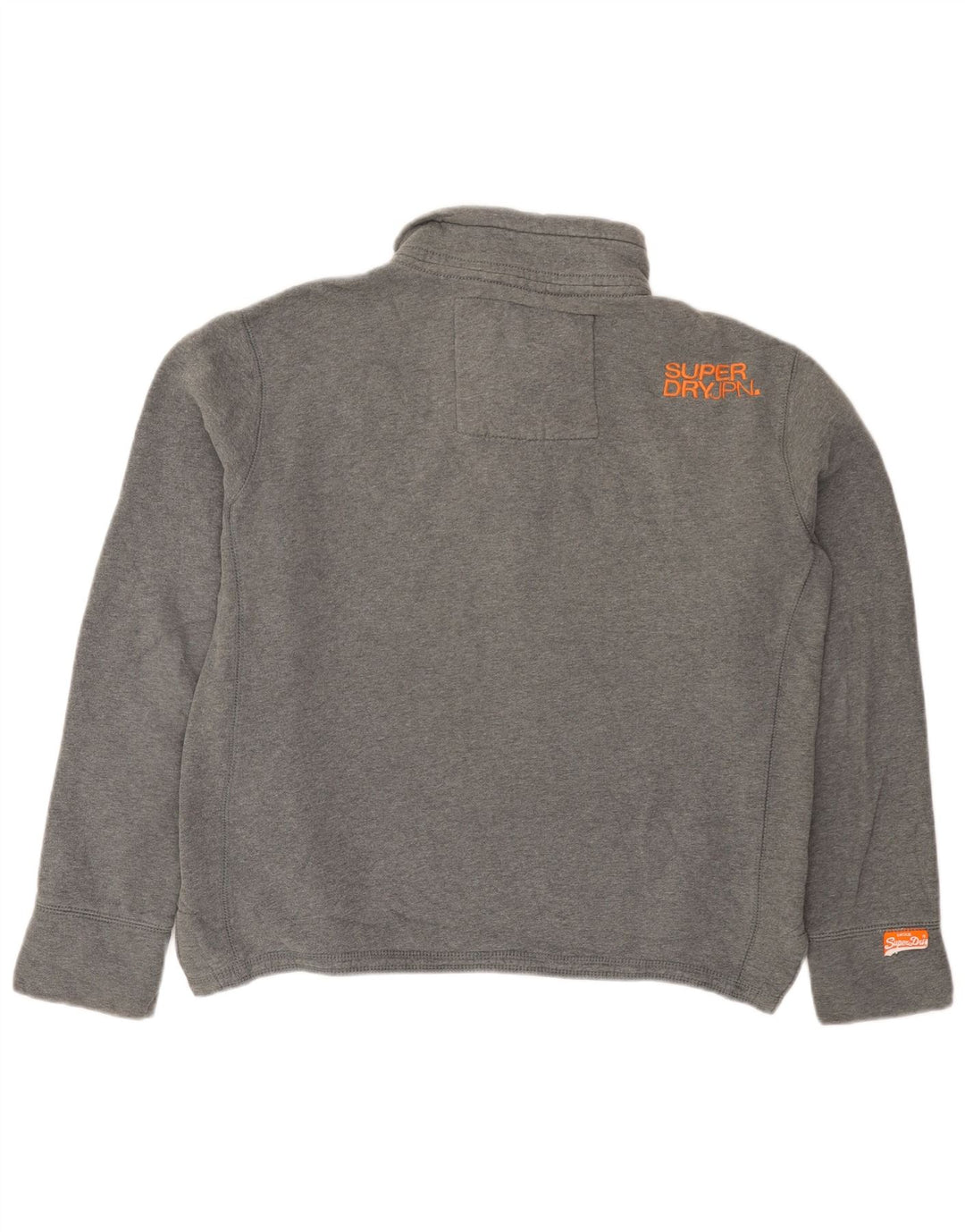 Superdry Mens Button Neck Sweatshirt Jumper Medium Grey Cotton