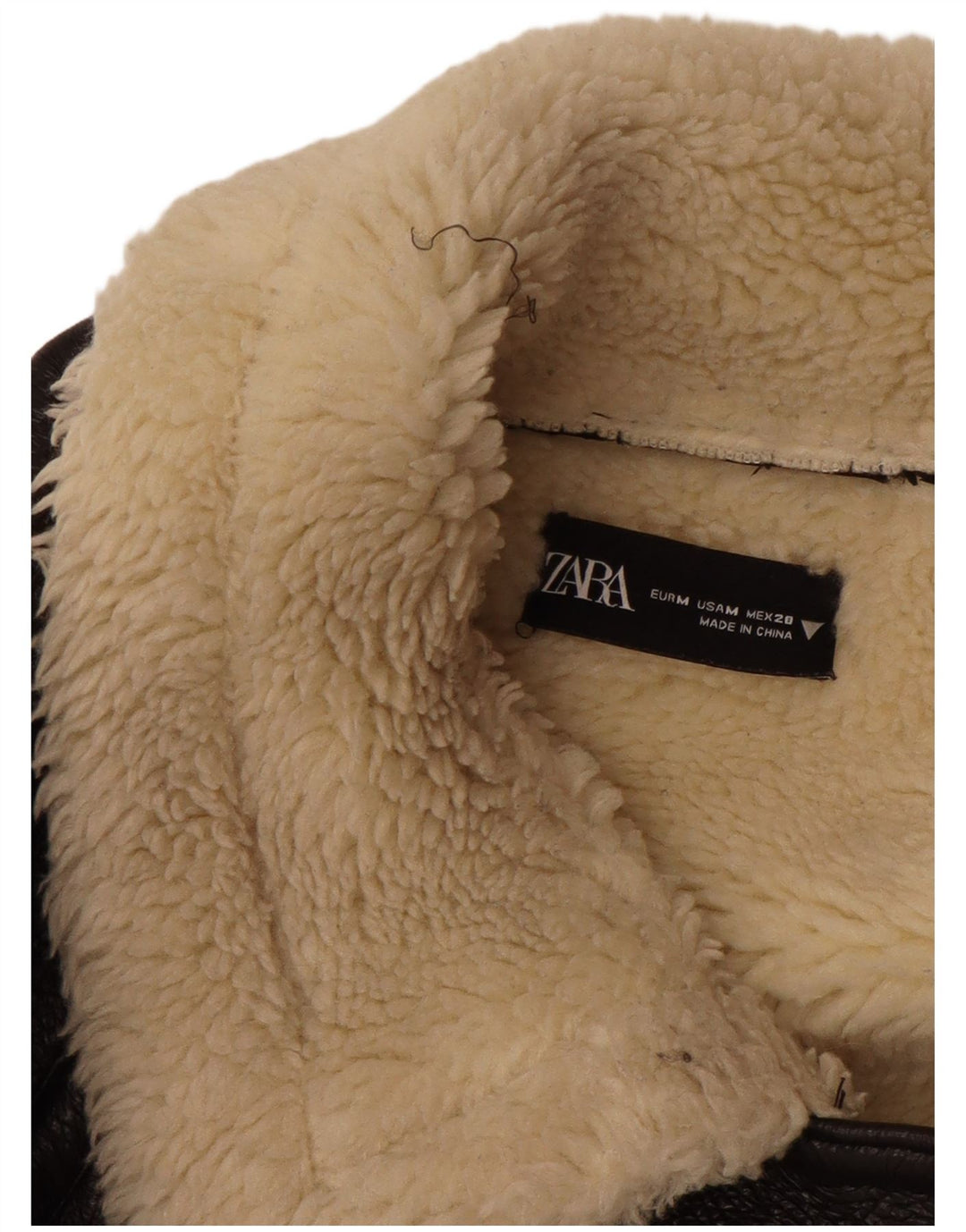 ZARA Womens Sherpa Jacket UK 14 Medium Brown Polyurethane