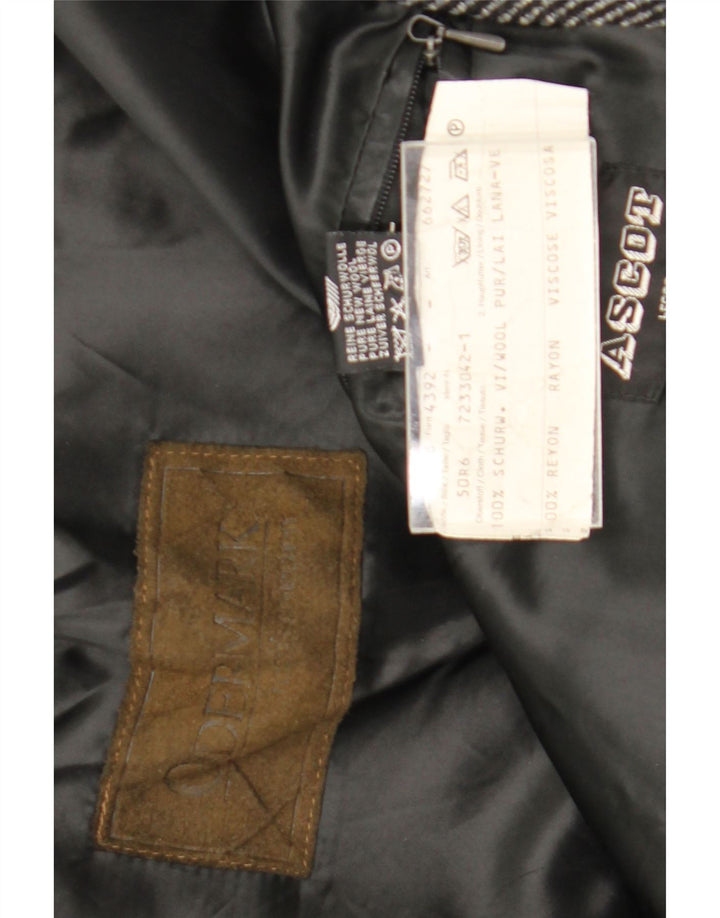 Vintage Mens Overcoat IT 50 Large Grey Herringbone Wool