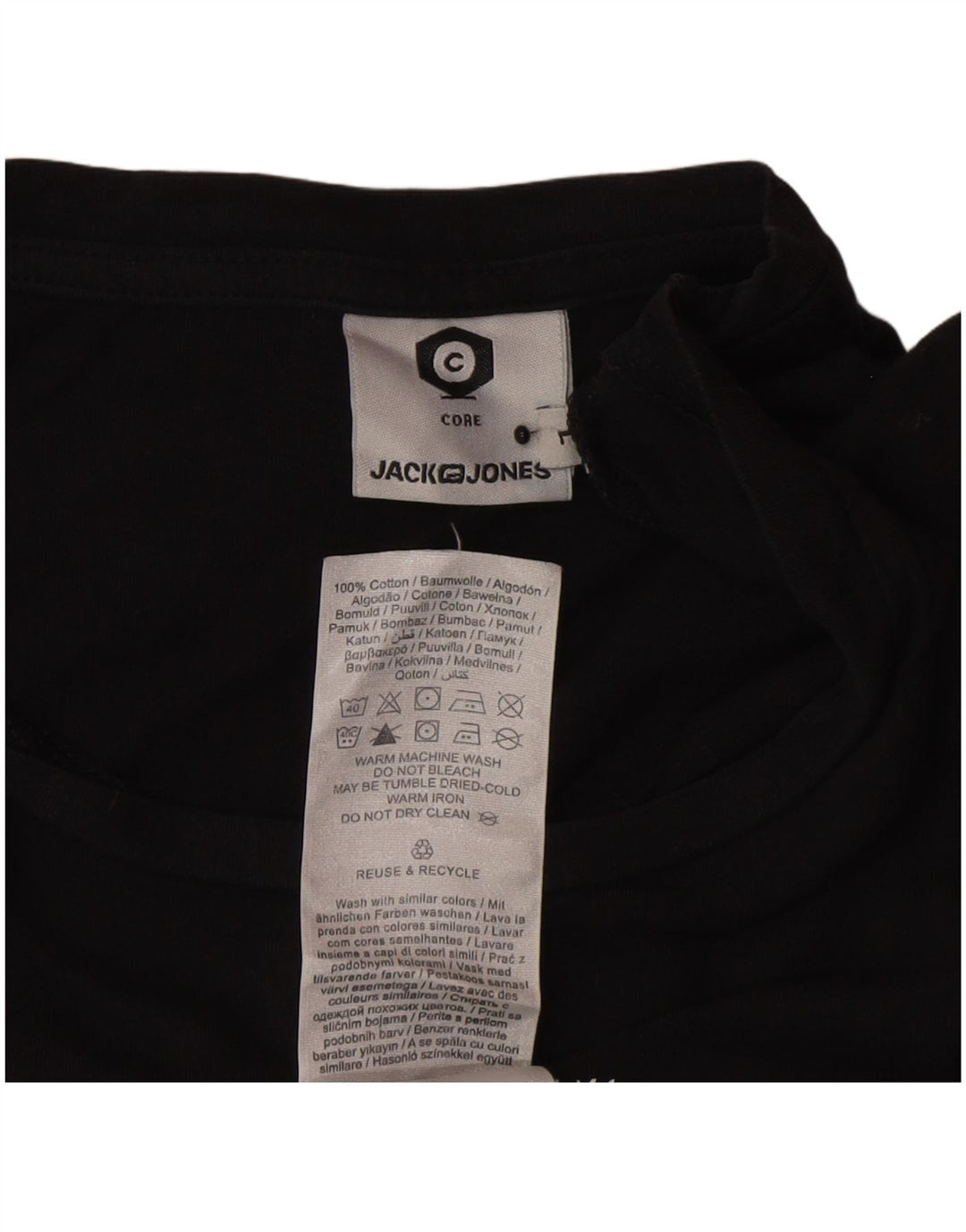 Jack & Jones Mens Graphic T-Shirt Top Large Black Cotton