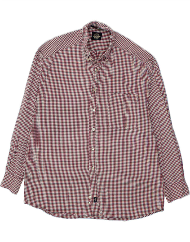 DOCKERS Mens Shirt Large Maroon Gingham Cotton Vintage Dockers and Second-Hand Dockers from Messina Hembry 