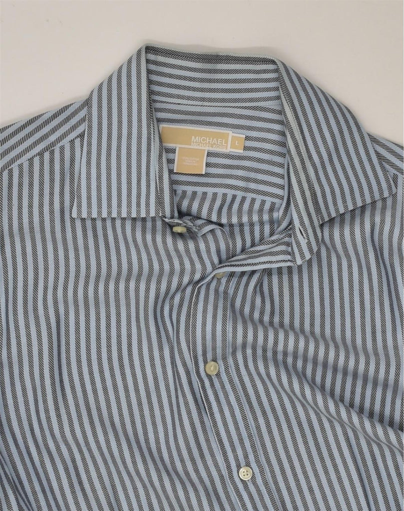 MICHAEL KORS Mens Shirt Large Blue Striped Cotton | Vintage Michael Kors | Thrift | Second-Hand Michael Kors | Used Clothing | Messina Hembry 