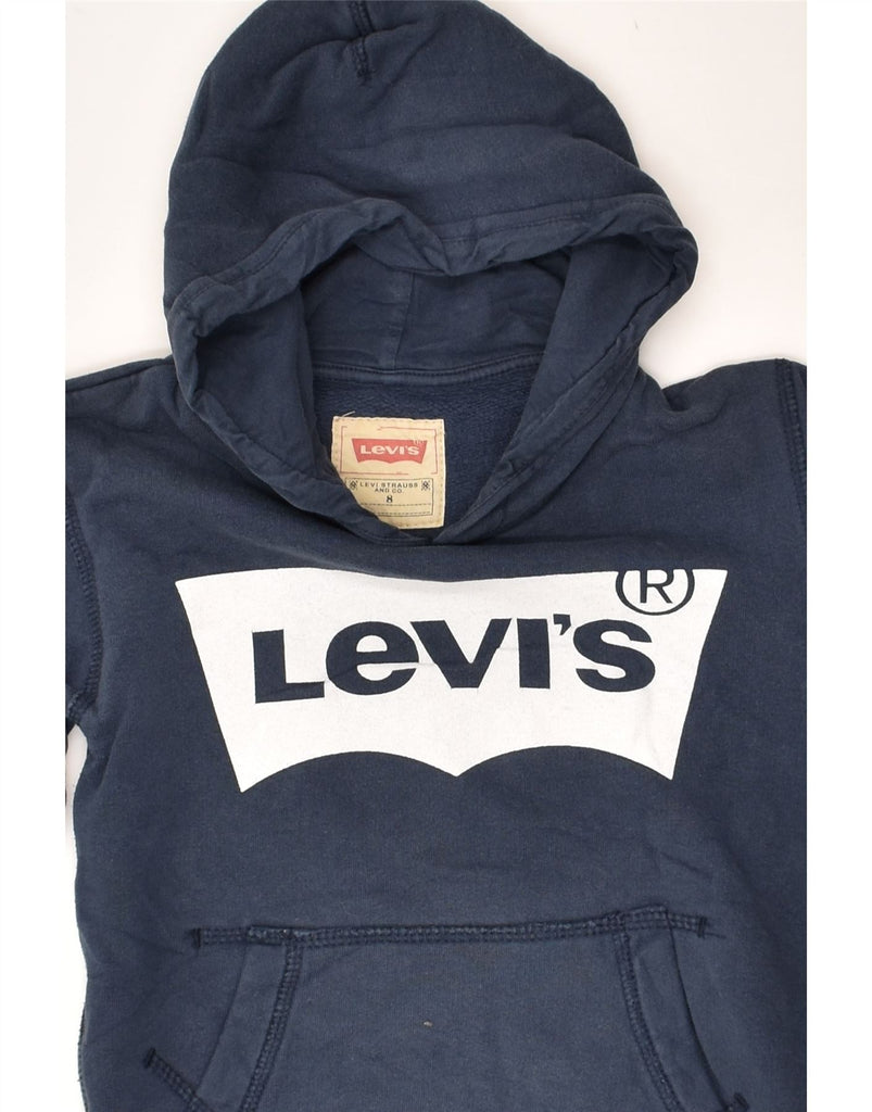 LEVI'S Boys Graphic Hoodie Jumper 7-8 Years Navy Blue Cotton | Vintage Levi's | Thrift | Second-Hand Levi's | Used Clothing | Messina Hembry 