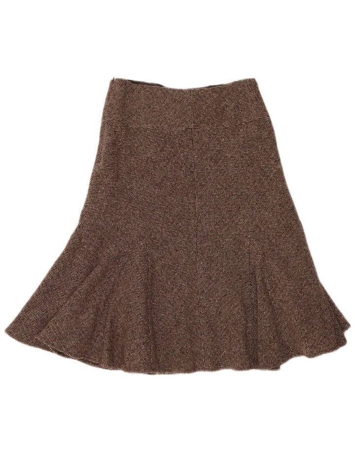 Hobbs Womens Trumpet Skirt UK 12 Medium W29 Brown Herringbone Wool