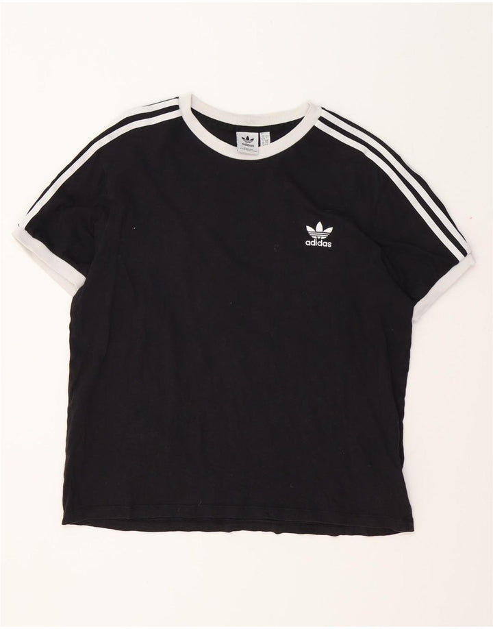 ADIDAS Womens T-Shirt Top UK 16/18 Large Black Cotton