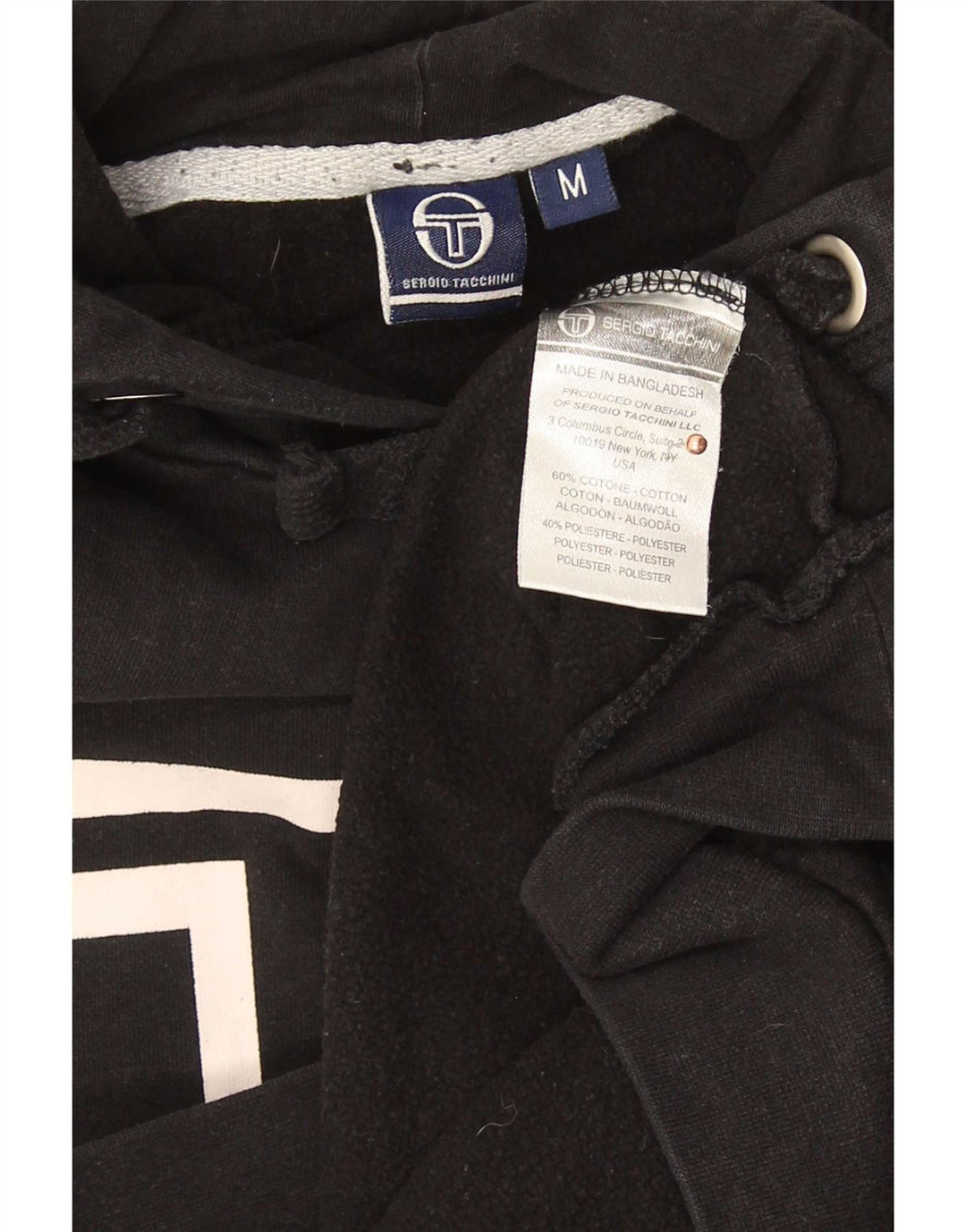 Sergio Tacchini Mens Graphic Hoodie Jumper Medium Black Cotton