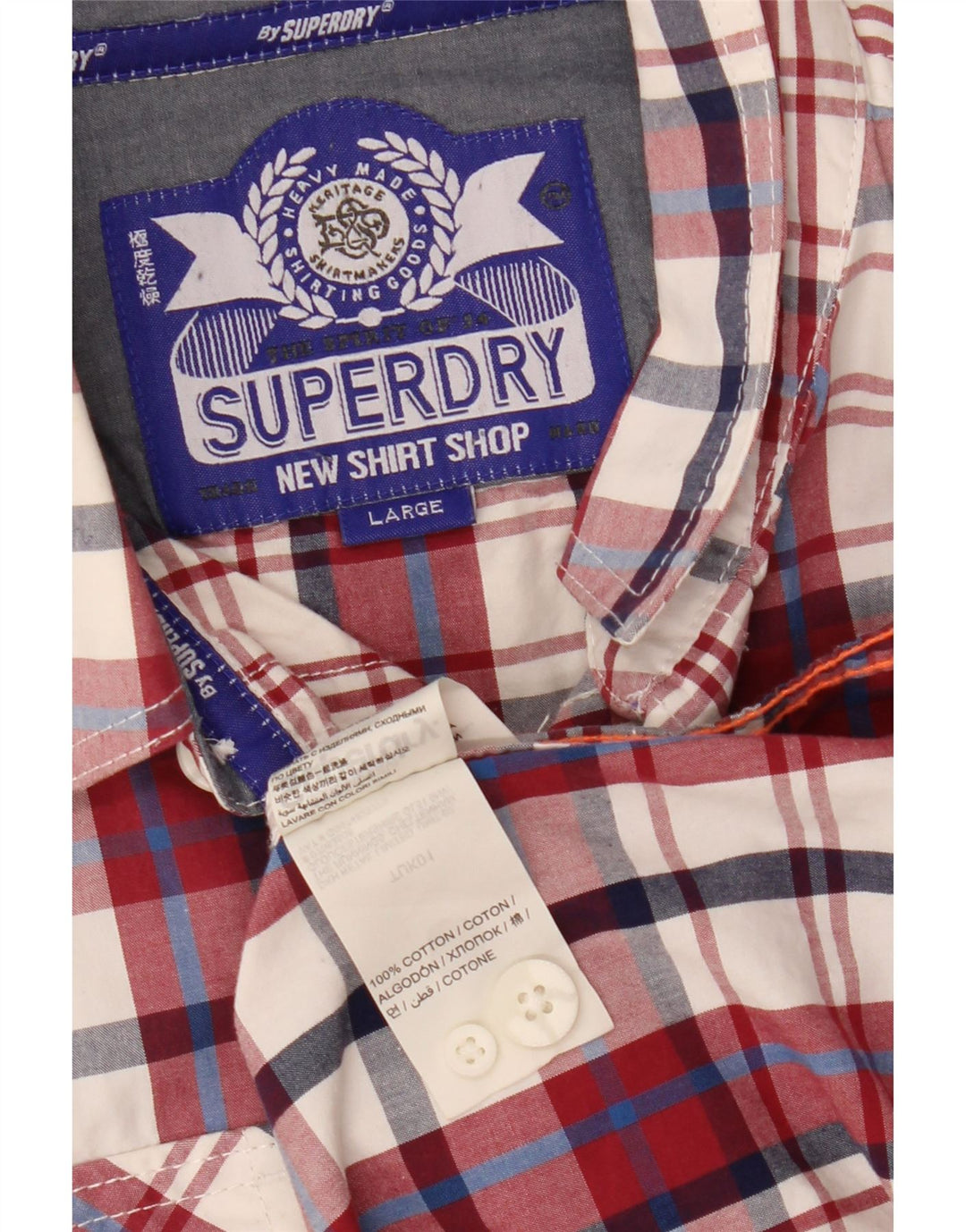 Superdry Mens Shirt Large Red Check Cotton