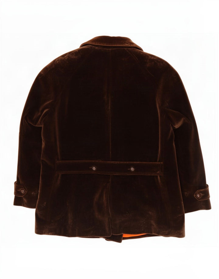 Capalbio Mens Double Breasted Velvet Blazer Jacket UK 40 Large Brown
