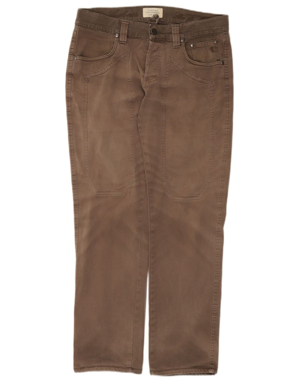 Jeckerson Mens Straight Casual Trousers W32 L28 Grey Cotton