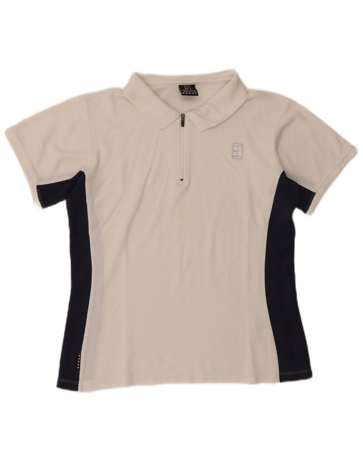 Nike Womens Polo Shirt US 4/6 Small White Colourblock Cotton