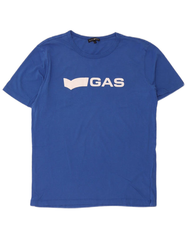 Gas Mens Graphic T-Shirt Top Large Blue Cotton