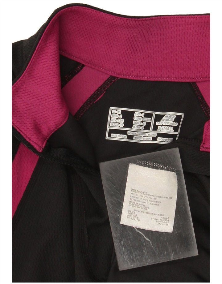 NEW BALANCE Womens Pullover Tracksuit Top UK 6 XS Black Colourblock