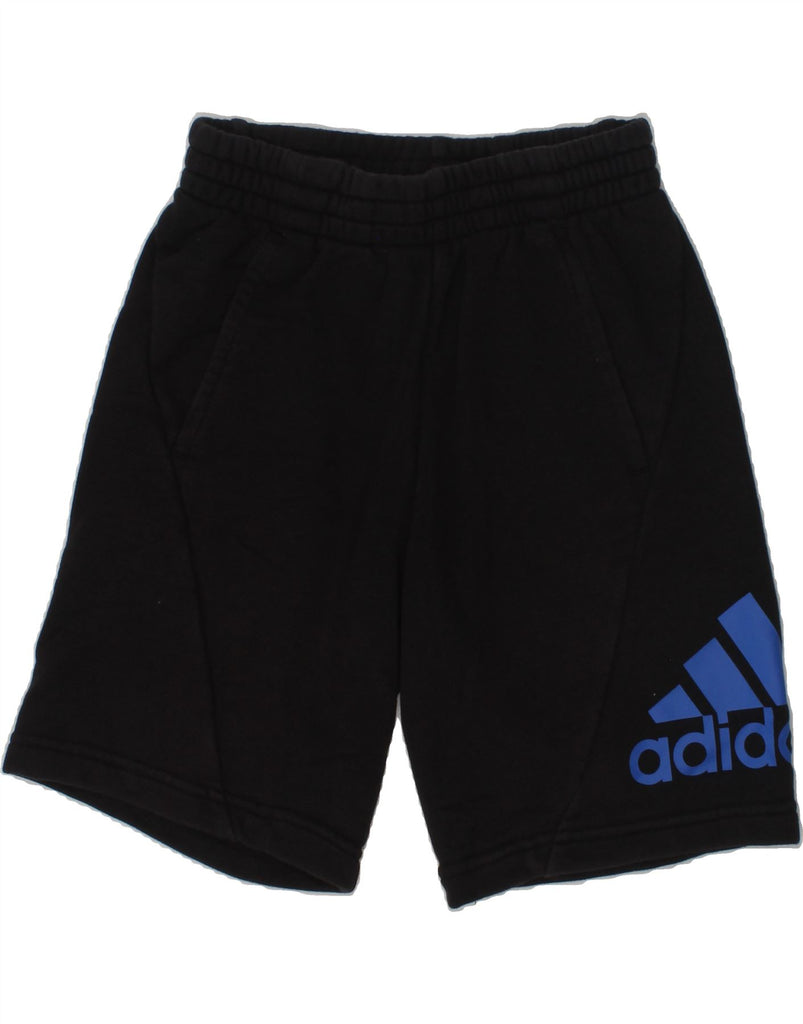 ADIDAS Boys Graphic Sport Shorts 7-8 Years Black Cotton | Vintage Adidas | Thrift | Second-Hand Adidas | Used Clothing | Messina Hembry 