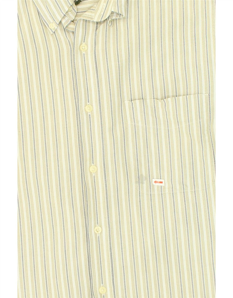 EDDIE BAUER Mens Relaxed Fit Shirt Medium Green Striped Cotton Vintage Eddie Bauer and Second-Hand Eddie Bauer from Messina Hembry 