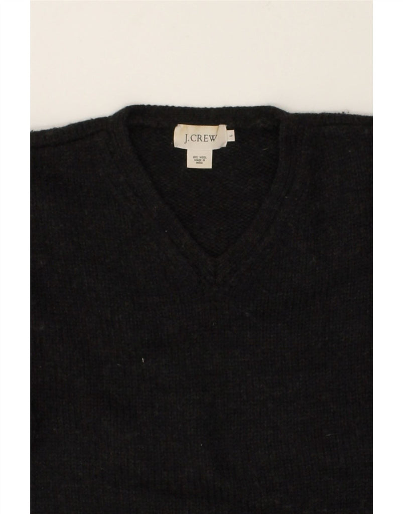 J. CREW Mens V-Neck Jumper Sweater Large Black Wool | Vintage J. Crew | Thrift | Second-Hand J. Crew | Used Clothing | Messina Hembry 