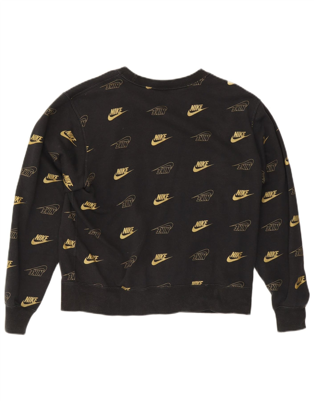 Nike Womens Graphic Oversized Sweatshirt Jumper UK 10 Small Black Cotton