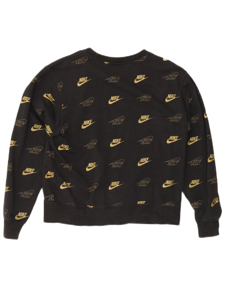 Nike Womens Graphic Oversized Sweatshirt Jumper UK 10 Small Black Cotton