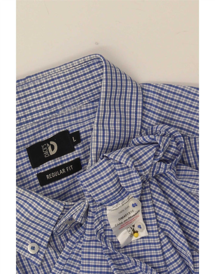 Dack's Mens Regular Fit Shirt Large Blue Check Cotton