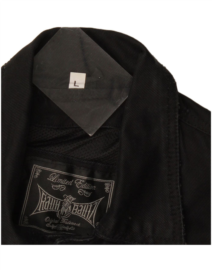 Vintage Mens Denim Gilet UK 40 Large Black