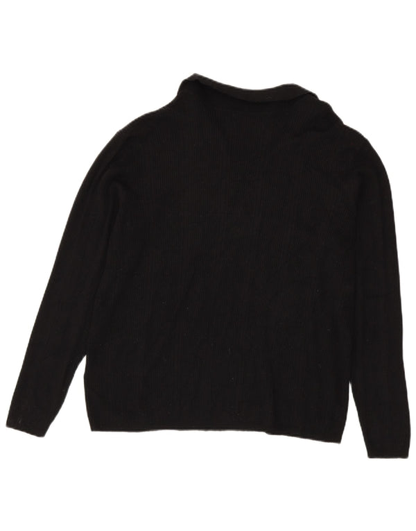 Marks & Spencer Womens Polo Neck Jumper Sweater UK 18 XL Black Viscose