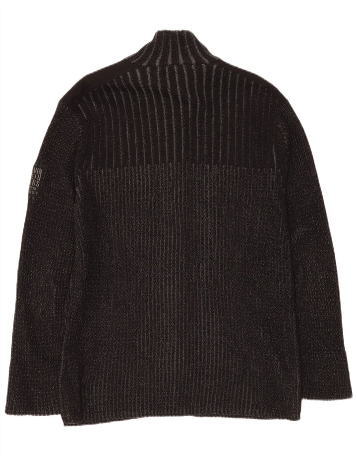 CALVIN KLEIN JEANS Womens Cardigan Sweater UK 14 Large Grey Cotton