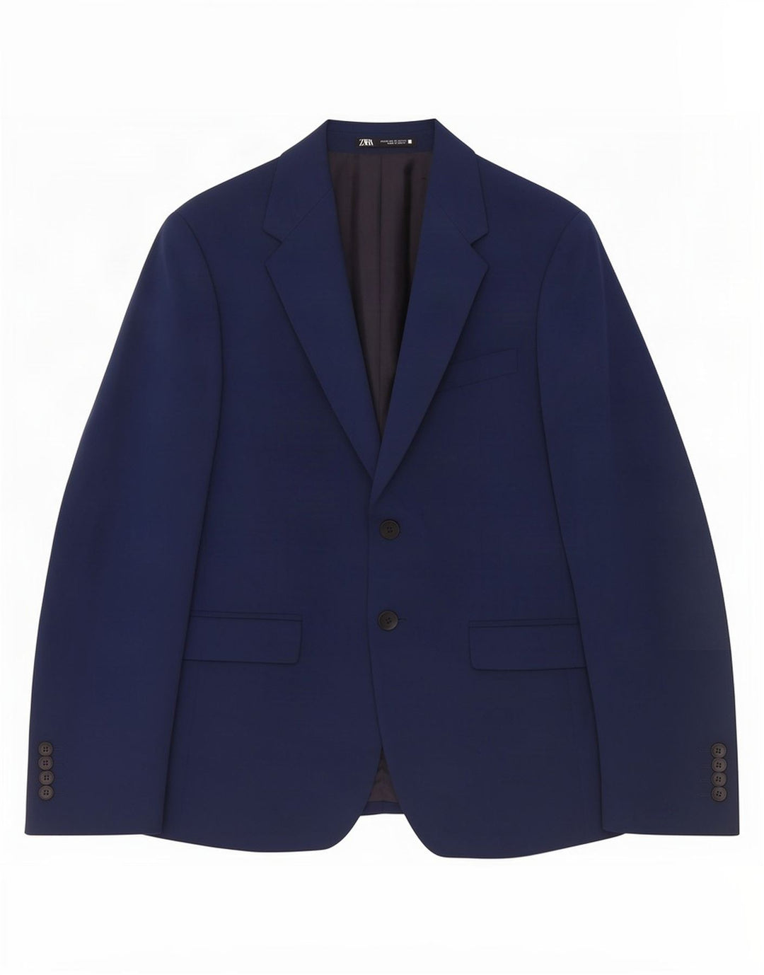 Zara Mens 2 Button Blazer Jacket EU 46 Small Navy Blue