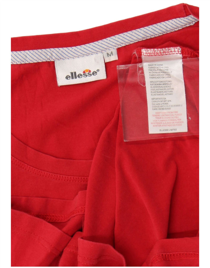 Ellesse Womens Graphic T-Shirt Top UK 12 Medium Red Cotton
