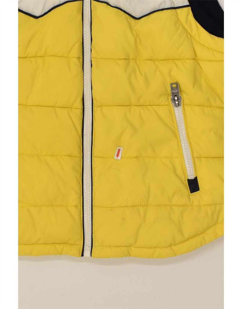 SUPERDRY Womens Hooded Padded Gilet UK 14 Medium Yellow Colourblock Nylon | Vintage Superdry | Thrift | Second-Hand Superdry | Used Clothing | Messina Hembry 