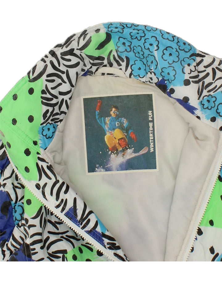 VINTAGE Mens Abstract Pattern Padded Gilet UK 36 Small Blue Polyester Vintage Vintage and Second-Hand Vintage from Messina Hembry 