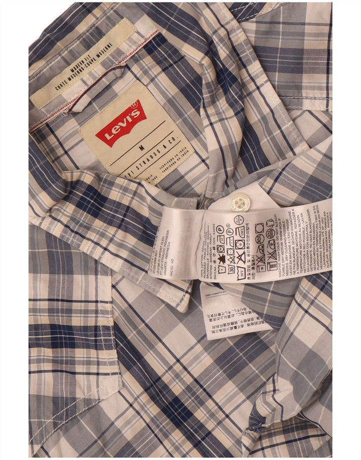 Levi's Mens Modern Fit Shirt Medium Navy Blue Check Cotton