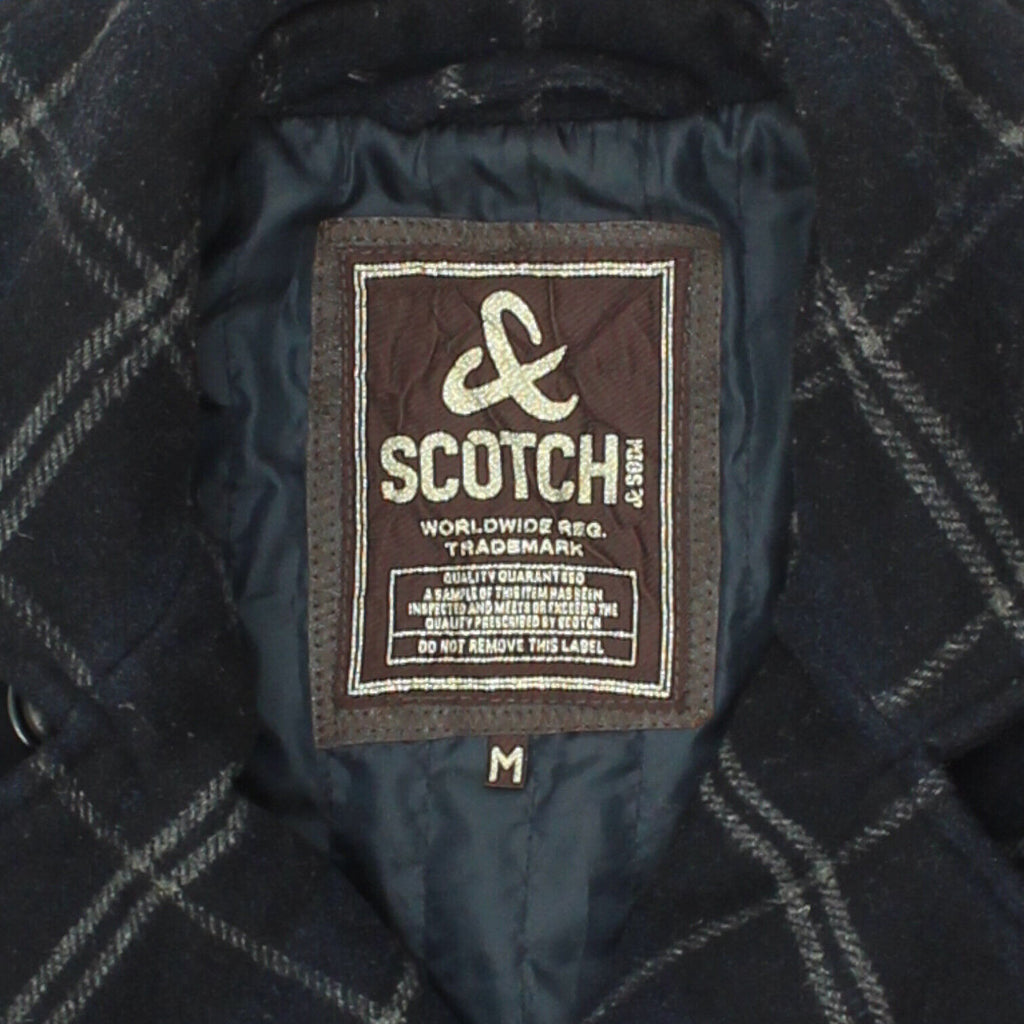 Scotch & Soda Mens Navy Double Breasted Check Wool Pea Coat | Vintage Designer | Vintage Messina Hembry | Thrift | Second-Hand Messina Hembry | Used Clothing | Messina Hembry 