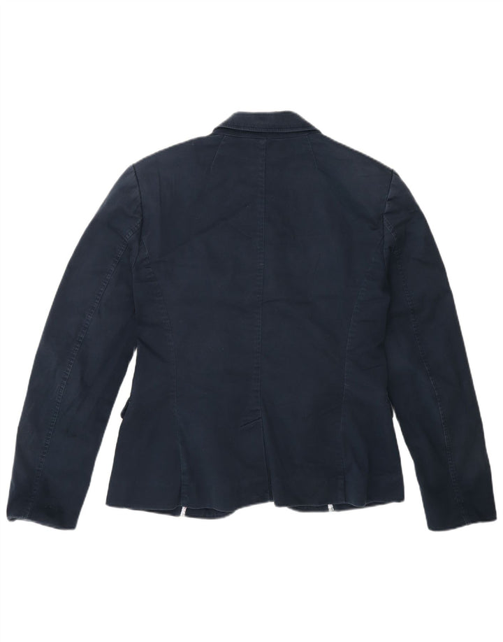 Tommy Hilfiger Womens 2 Button Blazer Jacket US 8 Medium Navy Blue Cotton